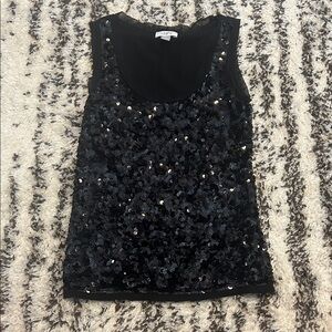LOFT Black Sequin Tank Top